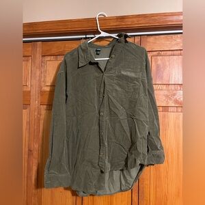 Green corduroy shacket